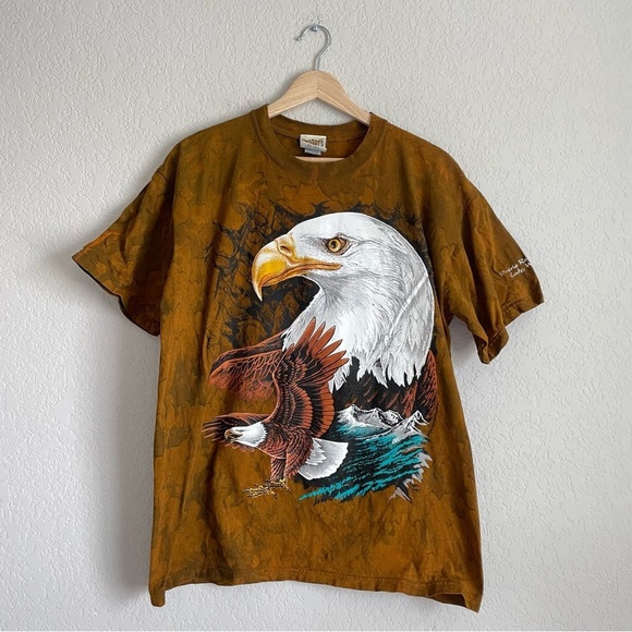 Ragtops Bald Eagle Shirt Mens Medium Made in USA Nature Patriotic Tie Dye - Picture 1 of 8